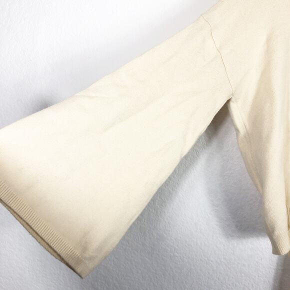 LPA Revolve Cybil Sweater in Cream Size XL Open Back Bell Sleeve Knit Turtleneck - Picture 12 of 14